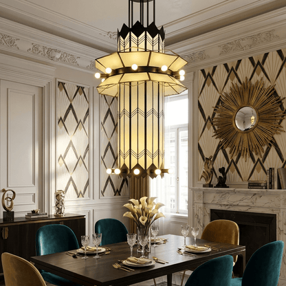 Rayonne Art Deco Pendant Chandelier - Elegant Design with Adjustable H