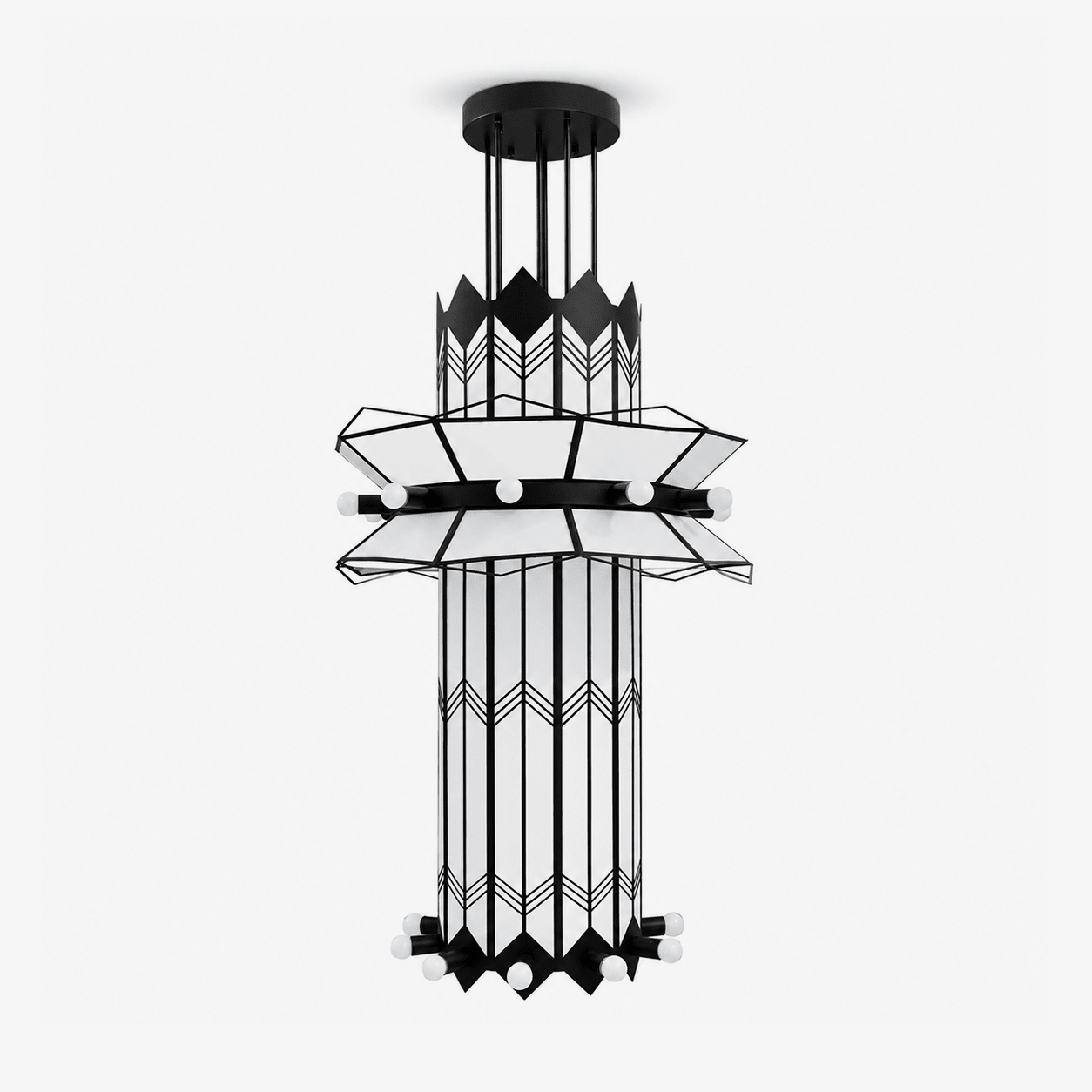Rayonne Art Deco Pendant Chandelier - Elegant Design with Adjustable H