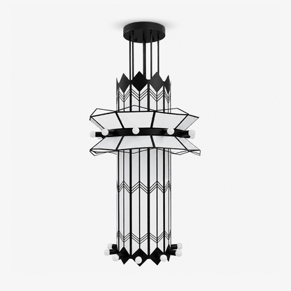 Rayonne Art Deco Pendant Chandelier - Elegant Design with Adjustable H