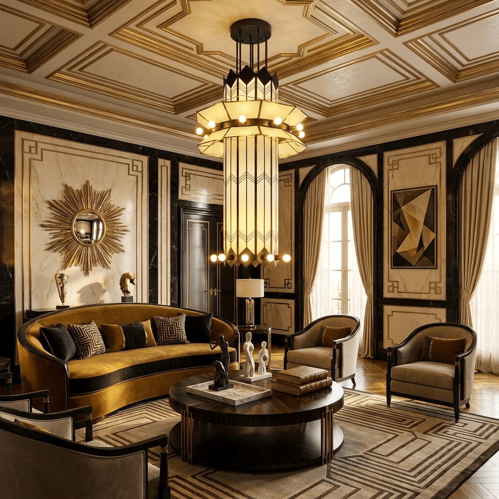 Rayonne Art Deco Pendant Chandelier - Elegant Design with Adjustable H