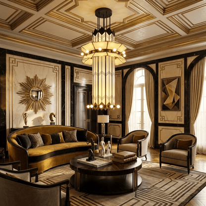 Rayonne Art Deco Pendant Chandelier - Elegant Design with Adjustable H