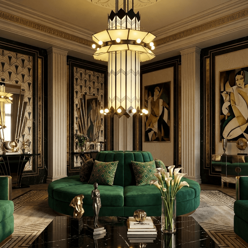 Rayonne Art Deco Pendant Chandelier - Elegant Design with Adjustable H