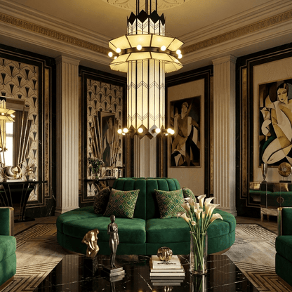 Rayonne Art Deco Pendant Chandelier - Elegant Design with Adjustable H