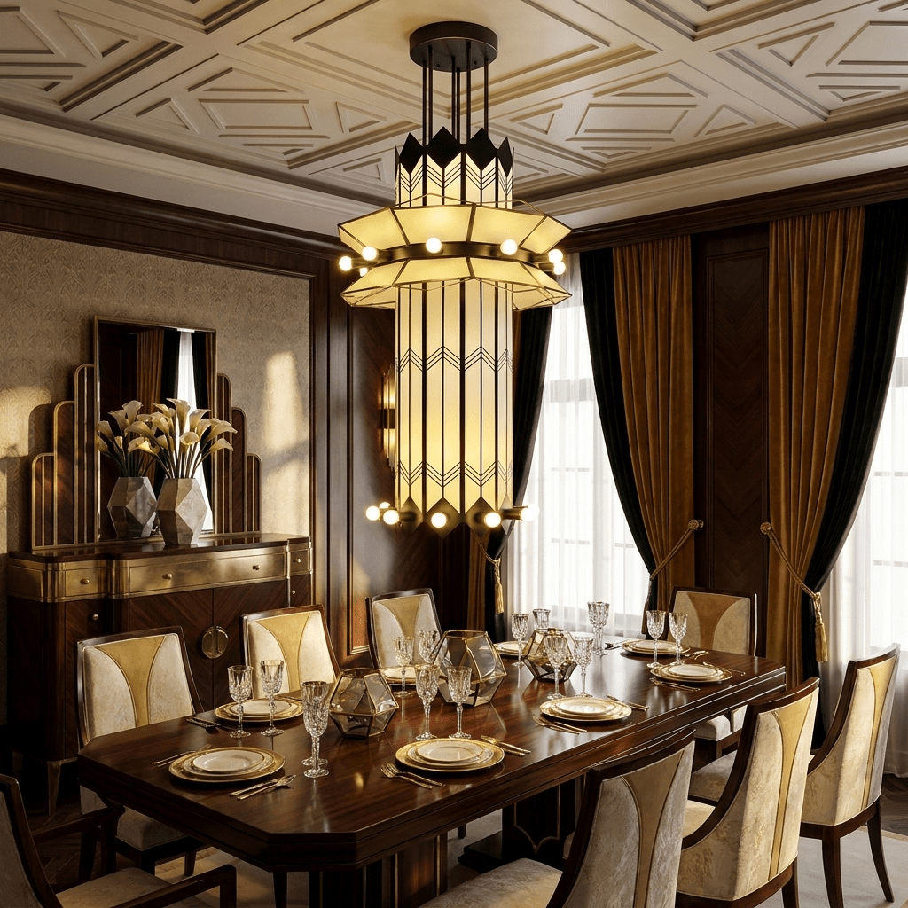 Rayonne Art Deco Pendant Chandelier - Elegant Design with Adjustable H