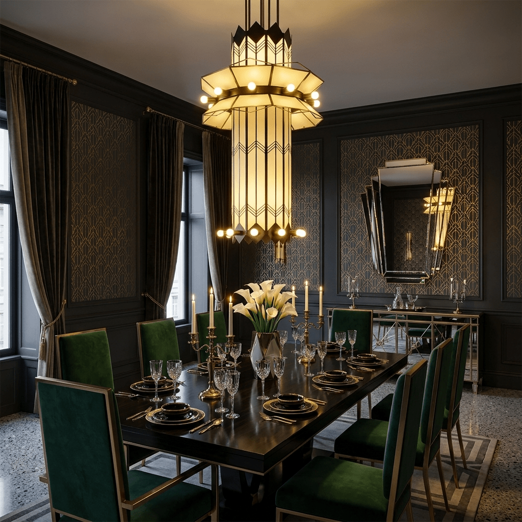 Rayonne Art Deco Pendant Chandelier - Elegant Design with Adjustable H