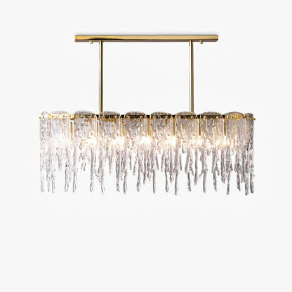 Modern Rectangular Icicle Glass Chandelier with Adjustable Height and