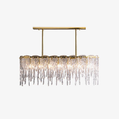 Modern Rectangular Icicle Glass Chandelier with Adjustable Height and