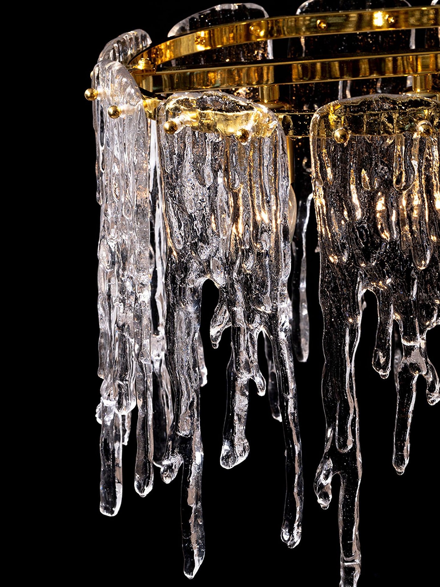Modern Rectangular Icicle Glass Chandelier with Adjustable Height and