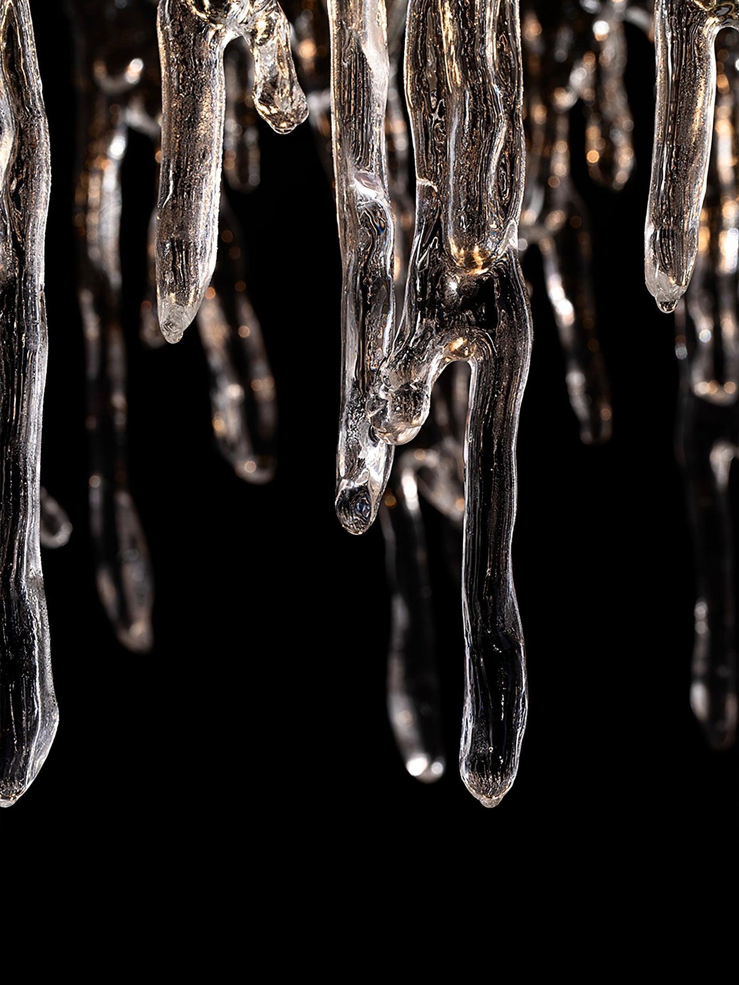 Modern Rectangular Icicle Glass Chandelier with Adjustable Height and