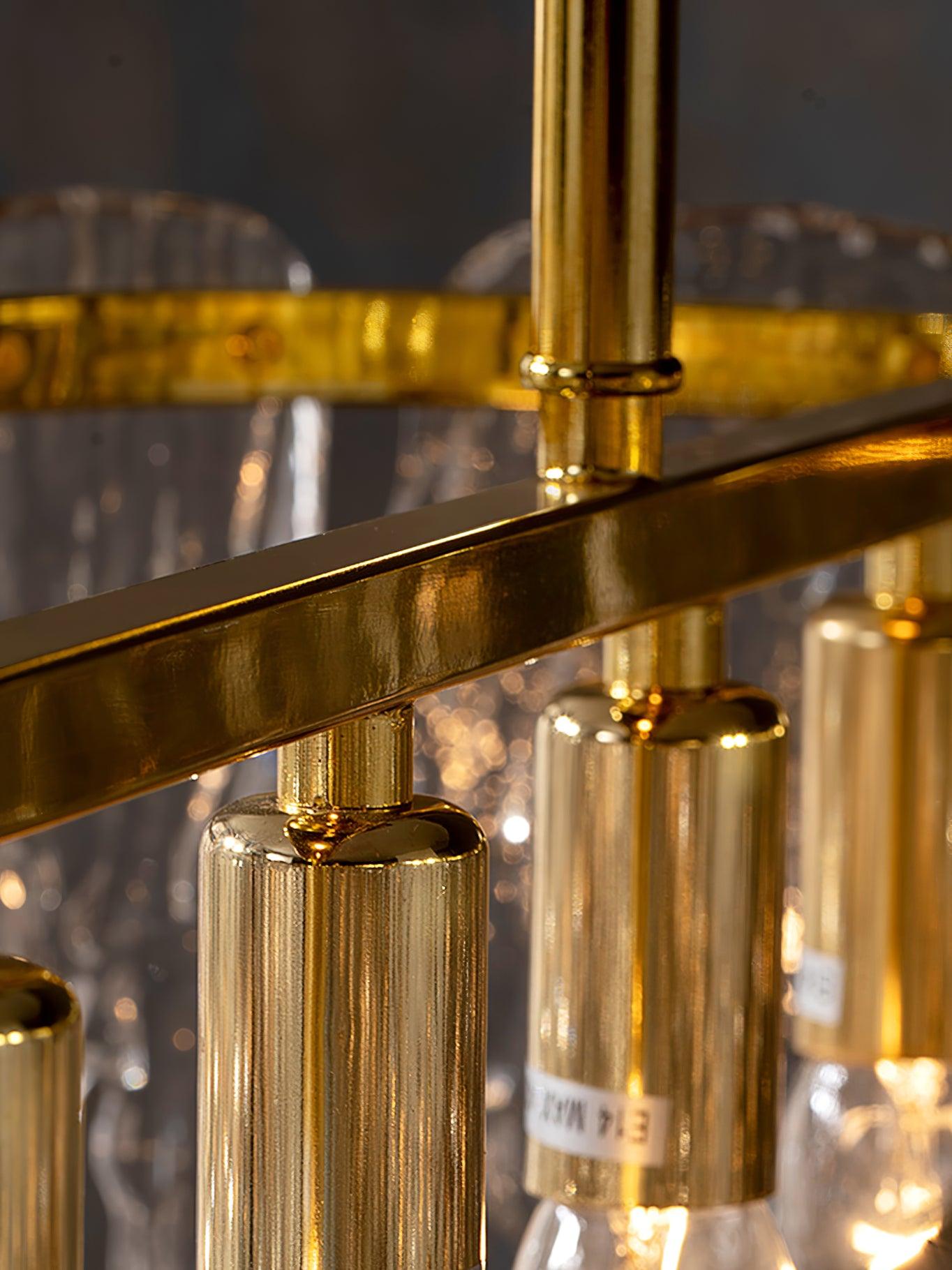Modern Rectangular Icicle Glass Chandelier with Adjustable Height and