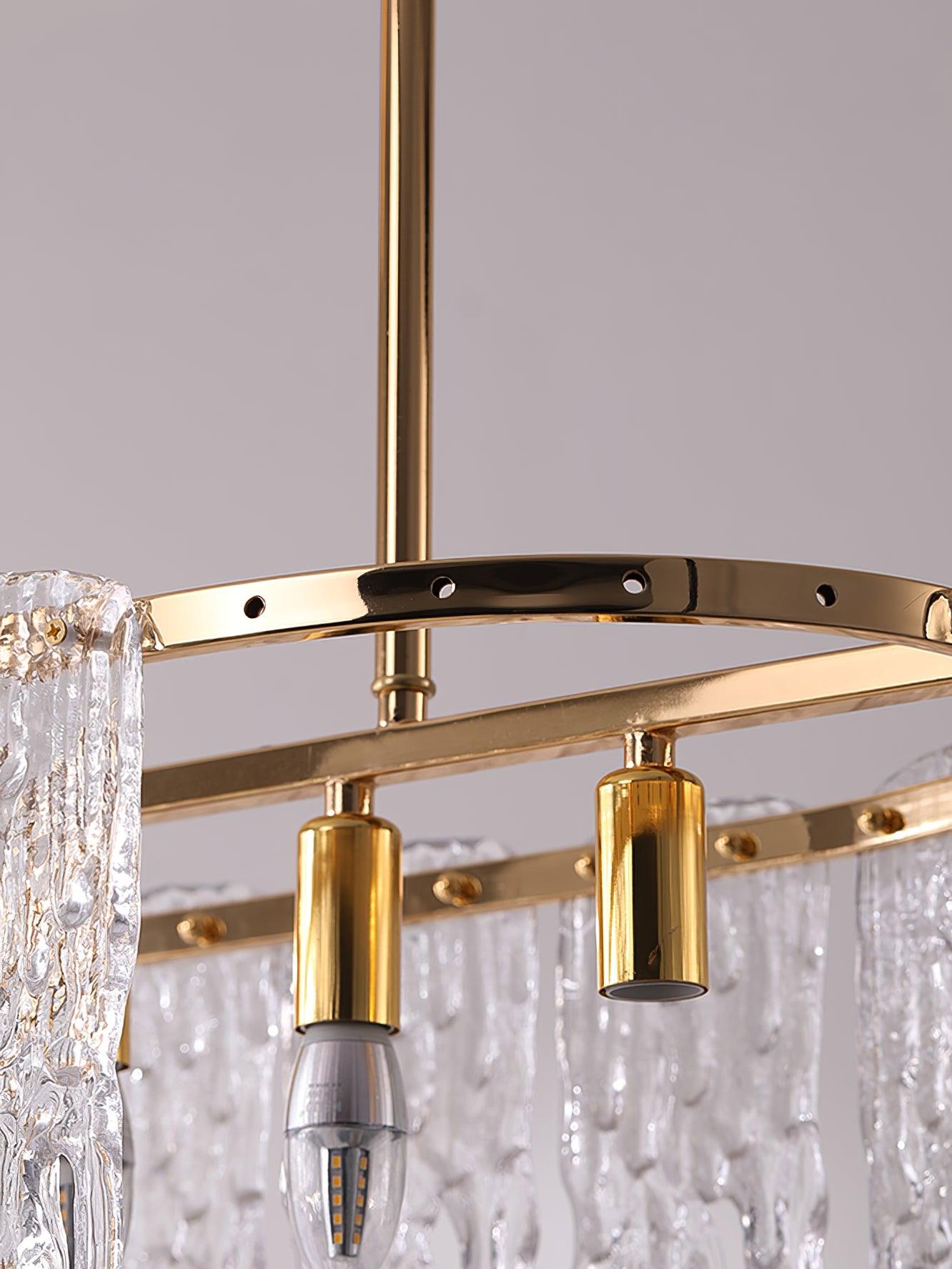 Modern Rectangular Icicle Glass Chandelier with Adjustable Height and