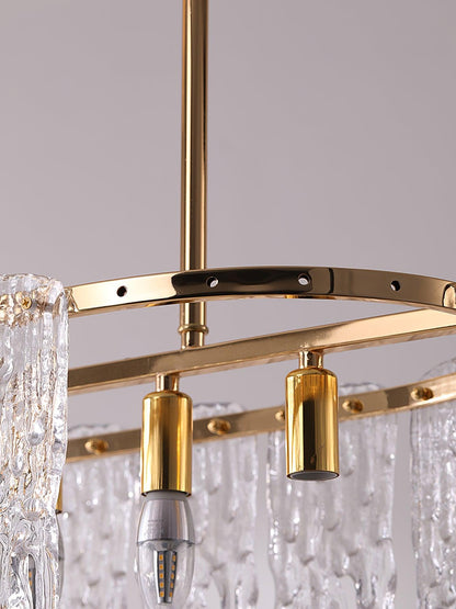 Modern Rectangular Icicle Glass Chandelier with Adjustable Height and