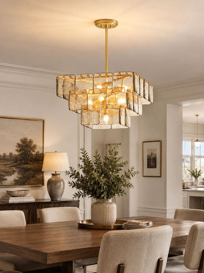 Elegant Regal Chandelier - Crystal Accents, Adjustable Height