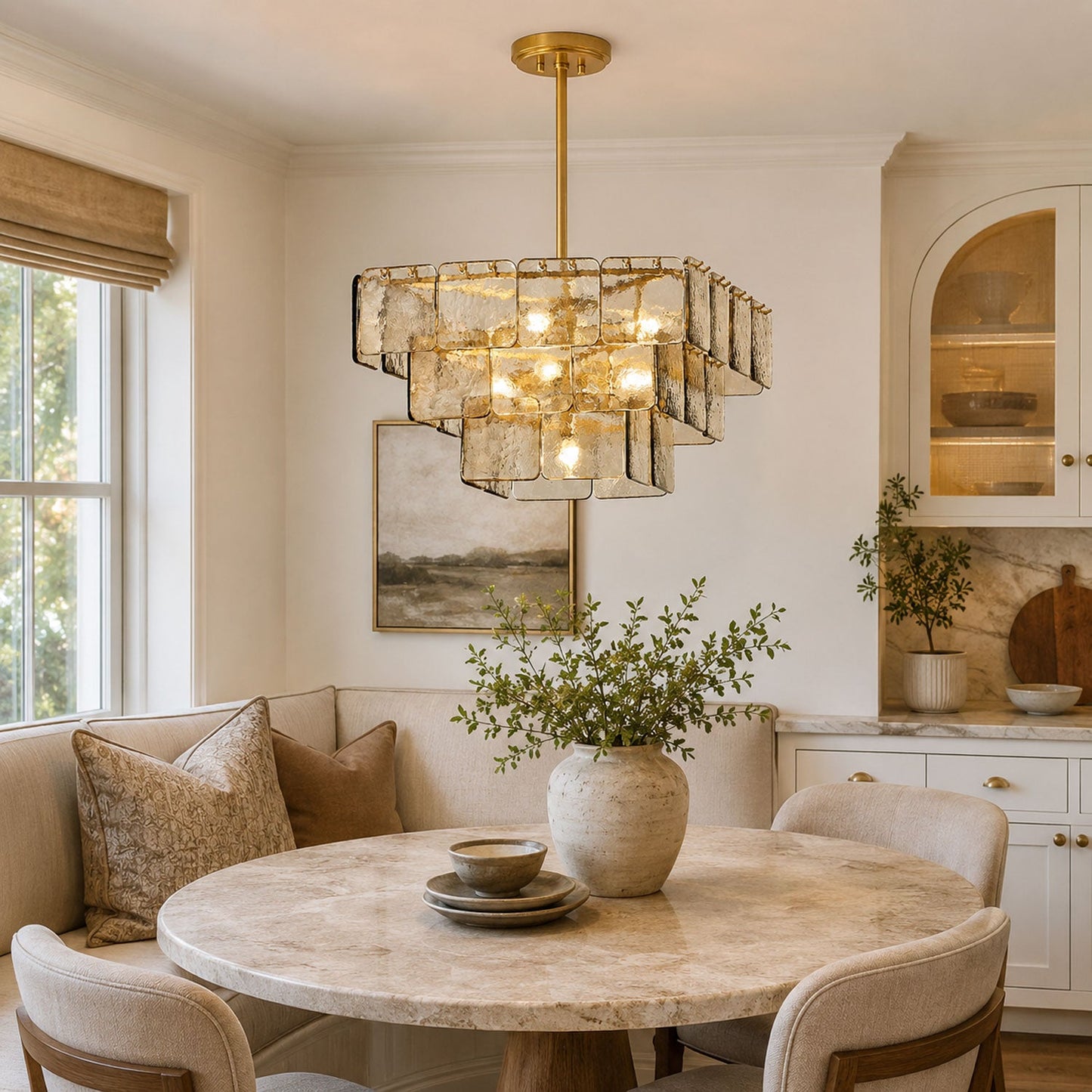 Elegant Regal Chandelier - Crystal Accents, Adjustable Height