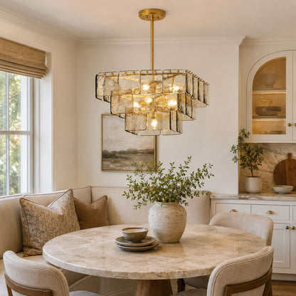 Elegant Regal Chandelier - Crystal Accents, Adjustable Height