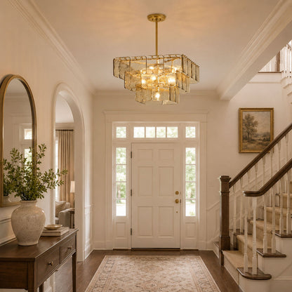 Elegant Regal Chandelier - Crystal Accents, Adjustable Height