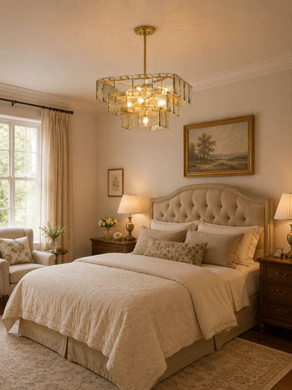 Elegant Regal Chandelier - Crystal Accents, Adjustable Height