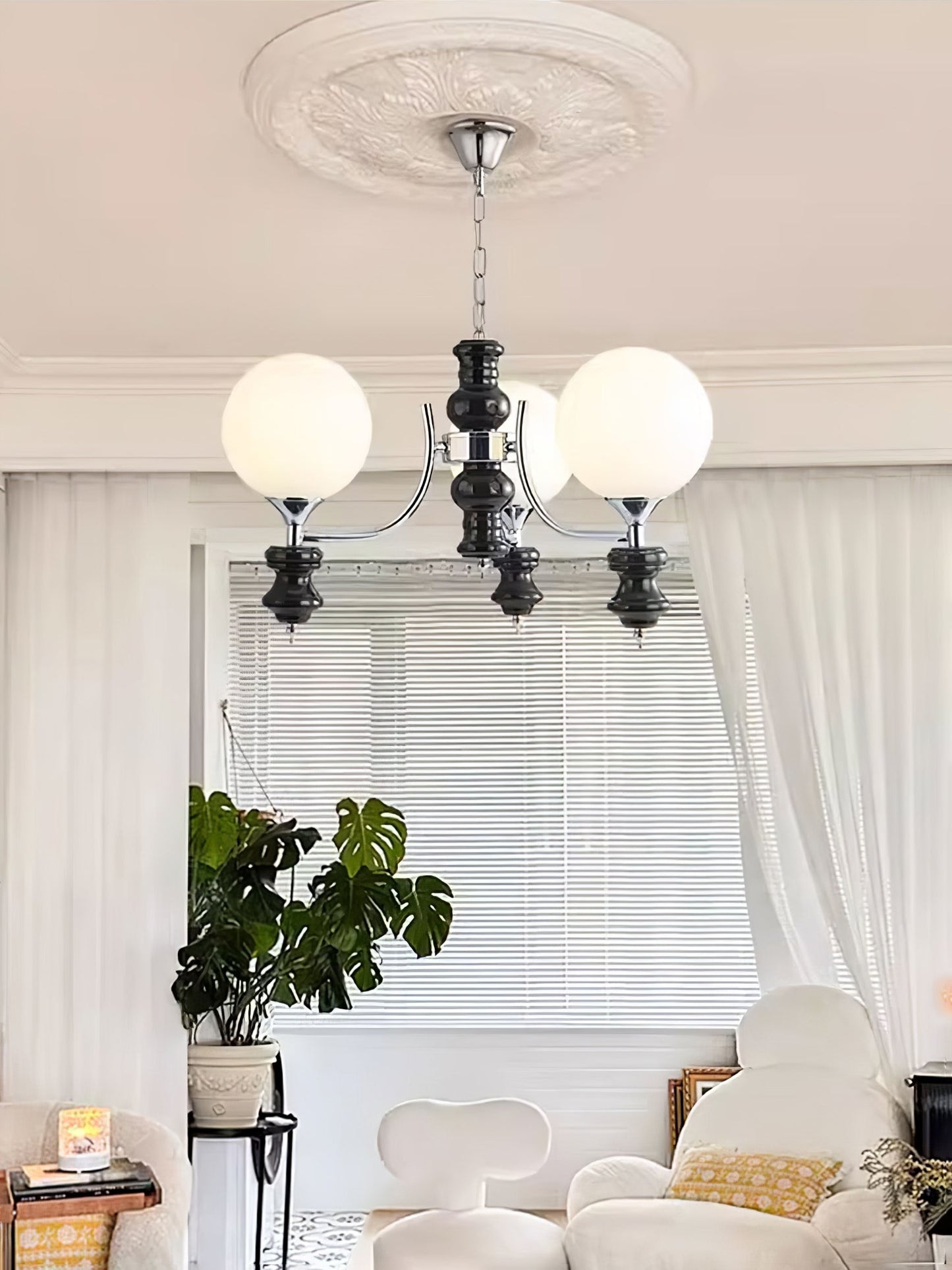 Regal Orb Chandelier - Elegant Design with Adjustable Height & LED Lig