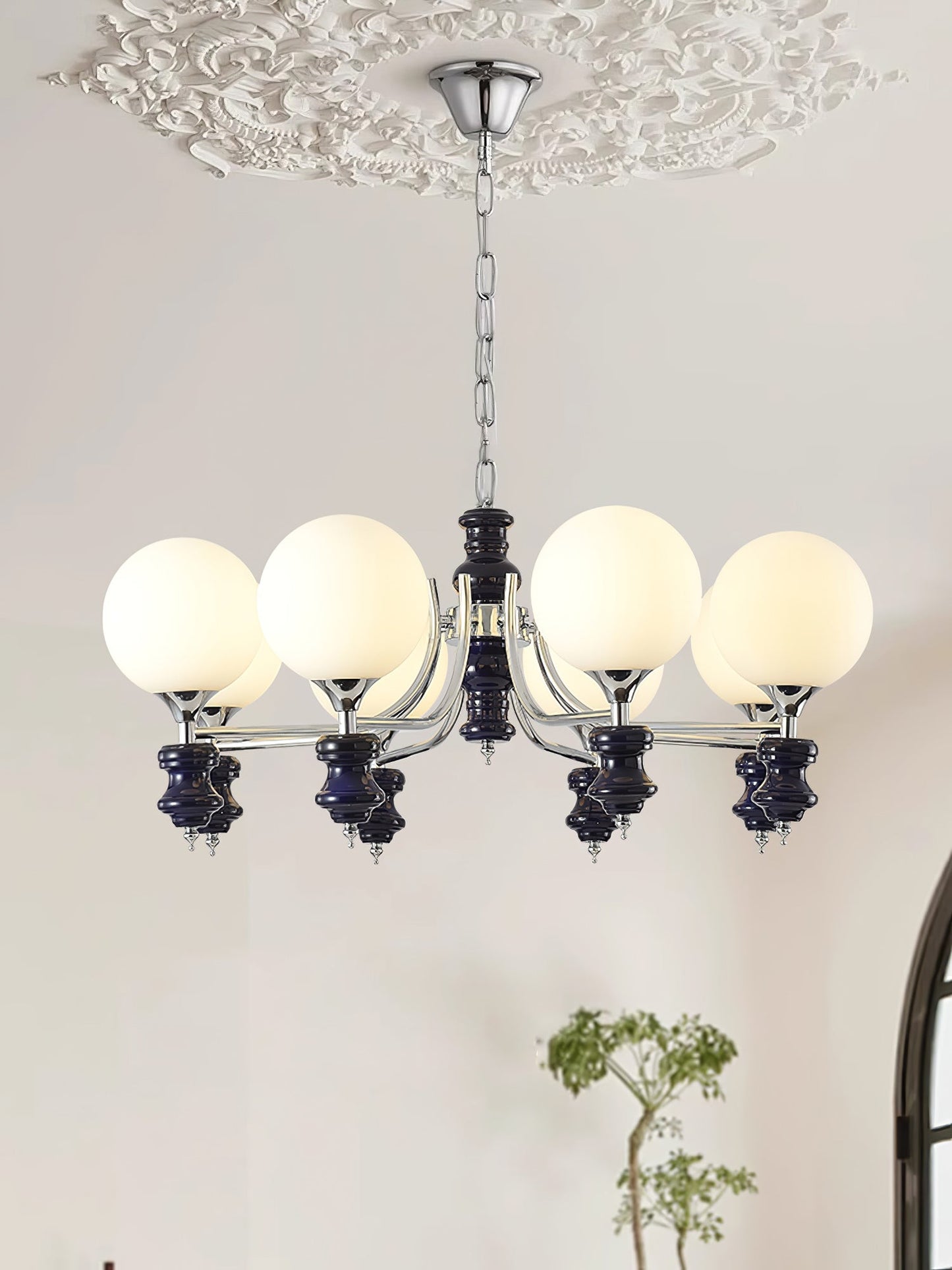 Regal Orb Chandelier - Elegant Design with Adjustable Height & LED Lig