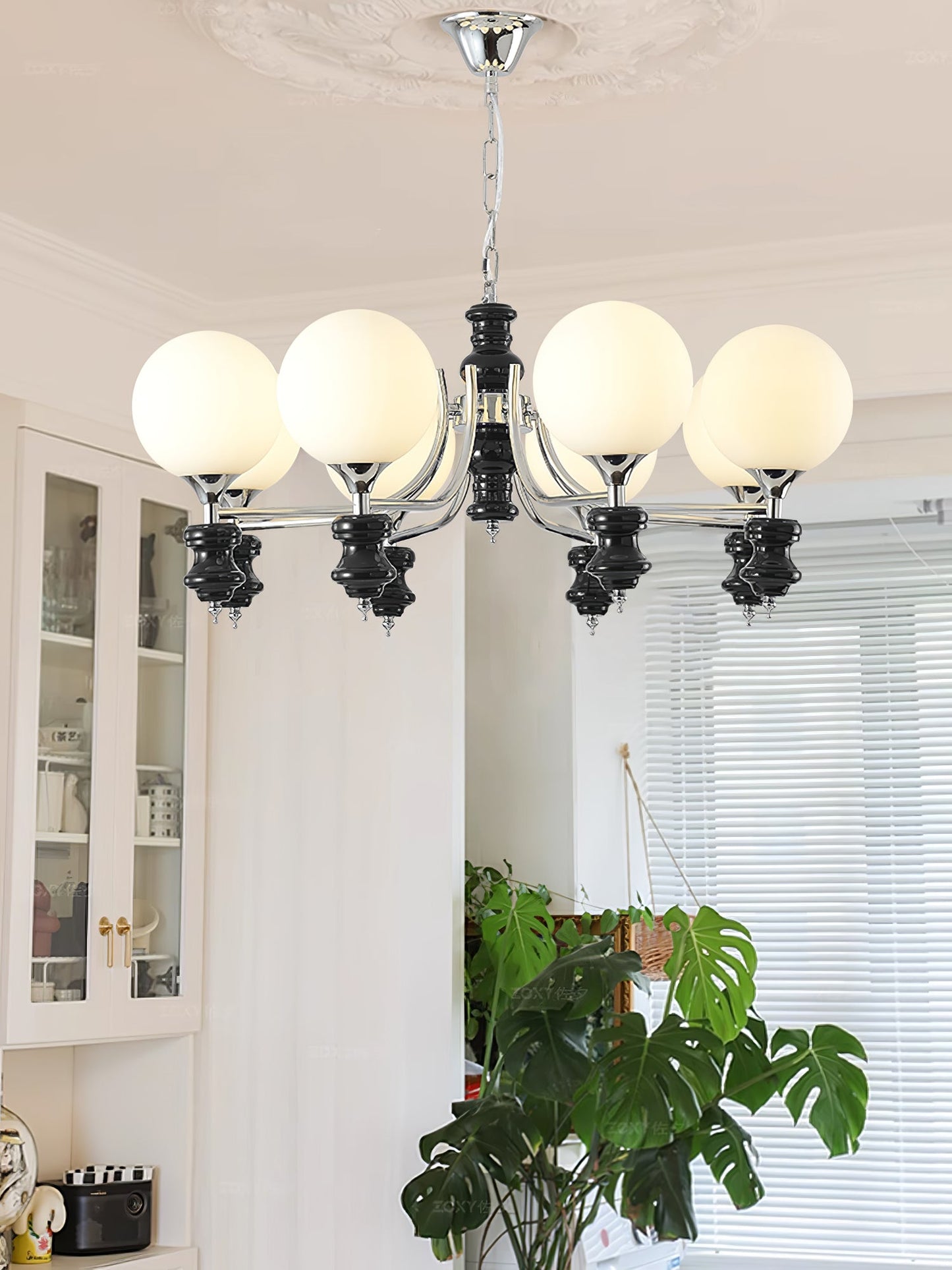 Regal Orb Chandelier - Elegant Design with Adjustable Height & LED Lig
