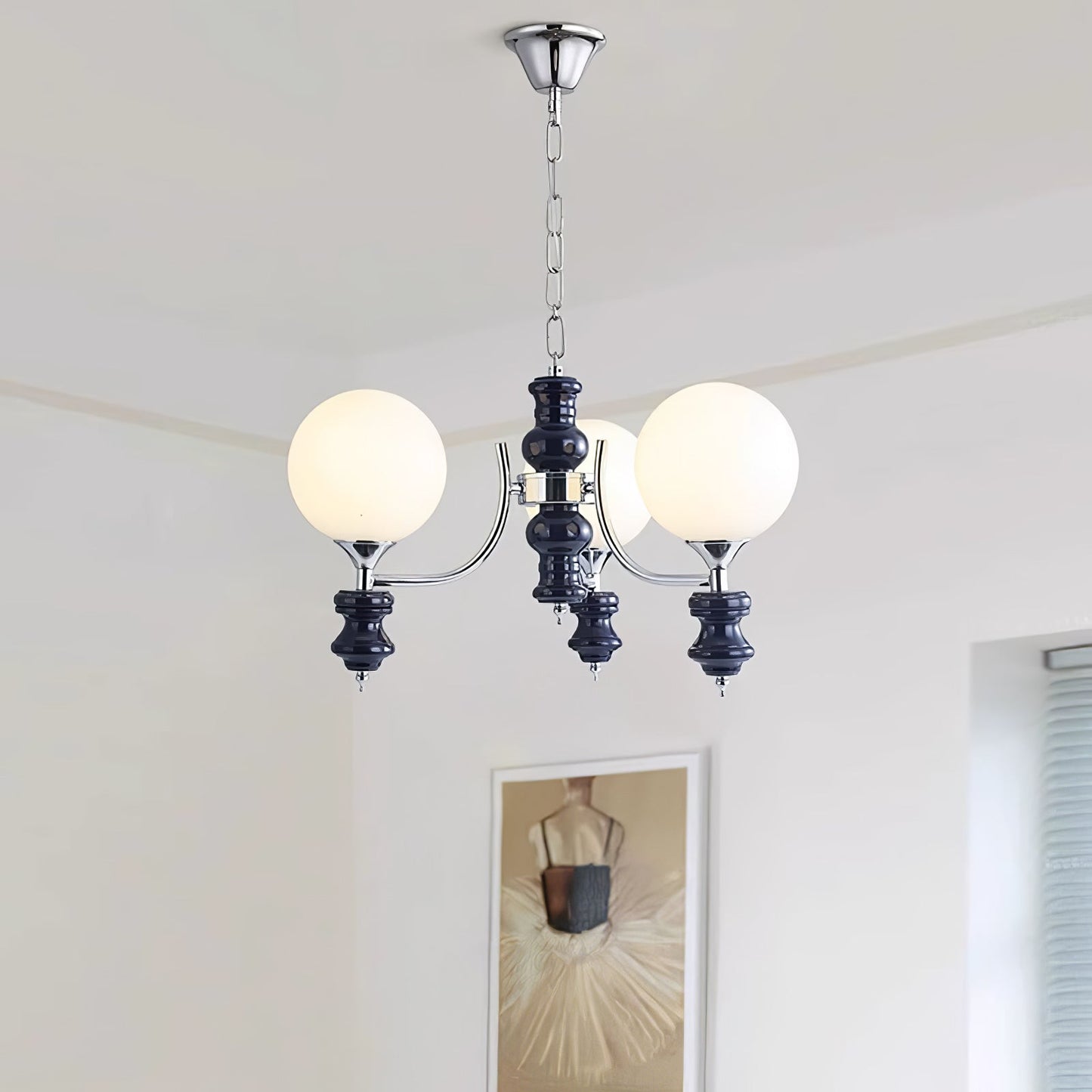 Regal Orb Chandelier - Elegant Design with Adjustable Height & LED Lig