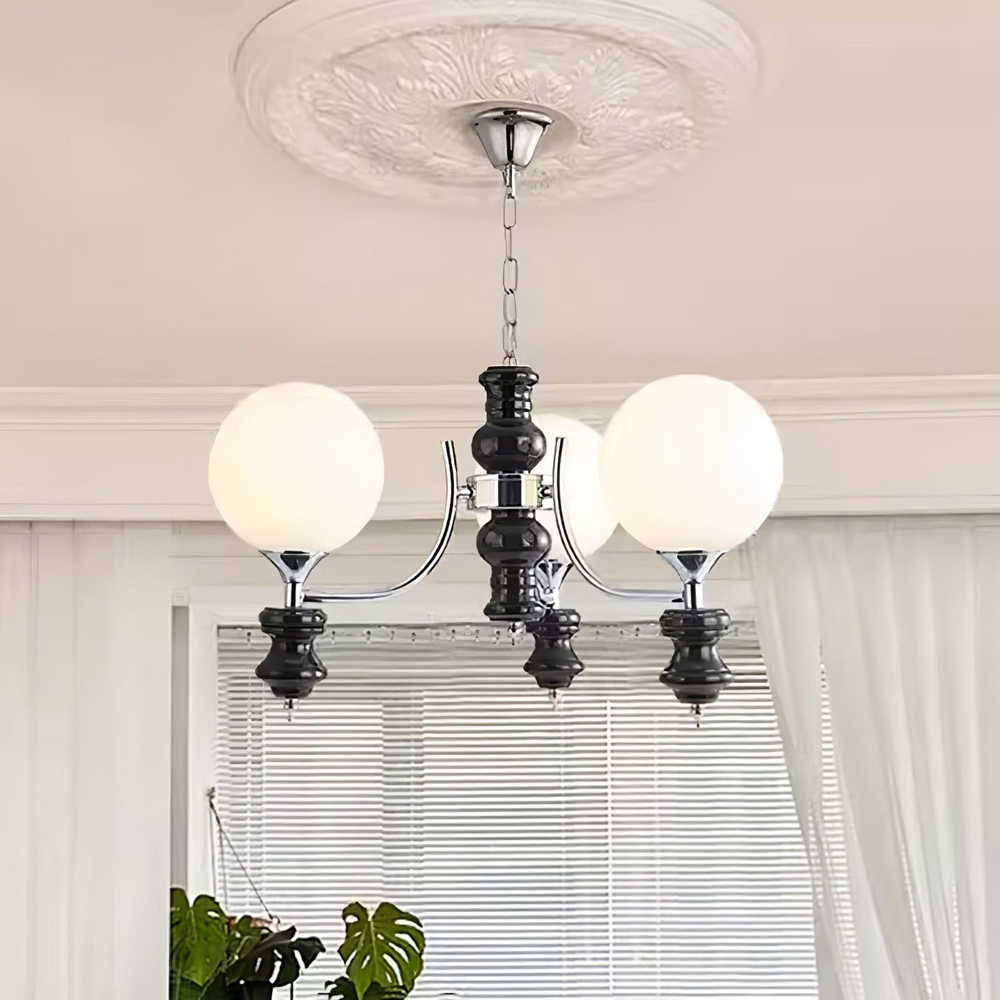 Regal Orb Chandelier - Elegant Design with Adjustable Height & LED Lig
