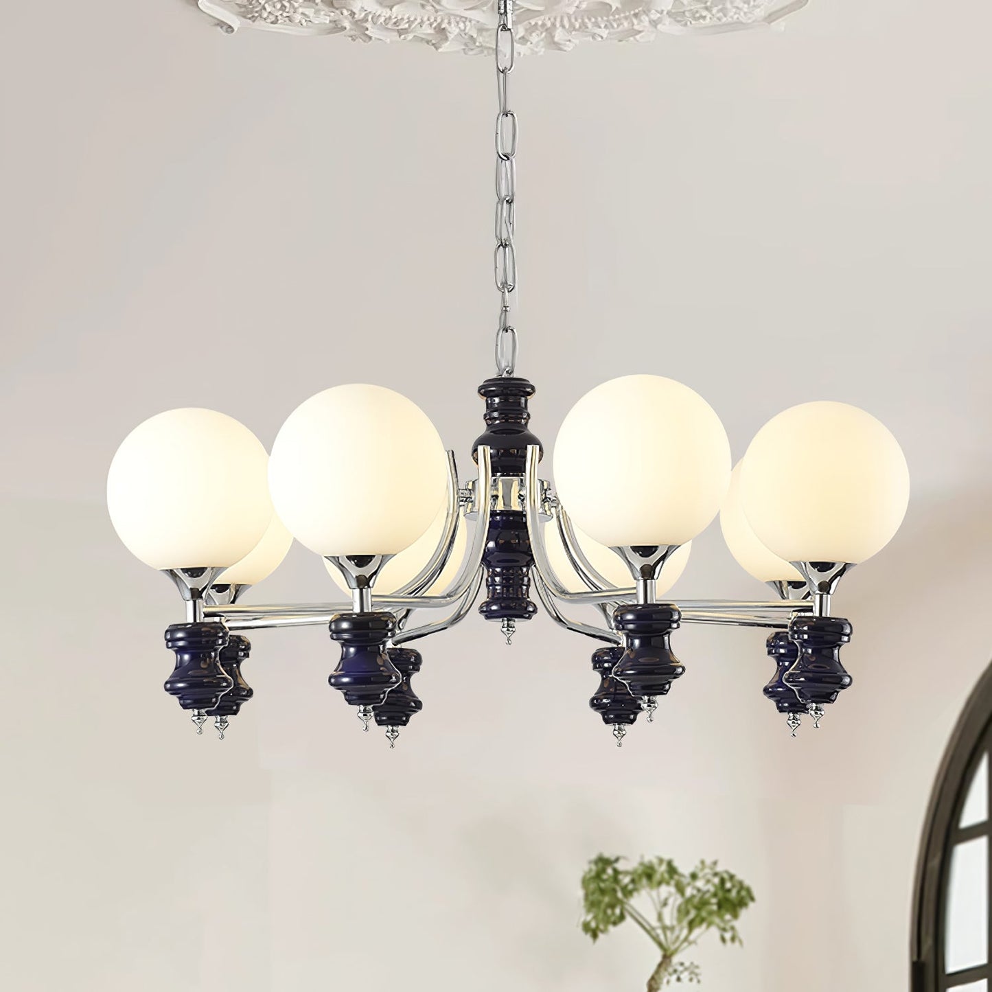 Regal Orb Chandelier - Elegant Design with Adjustable Height & LED Lig