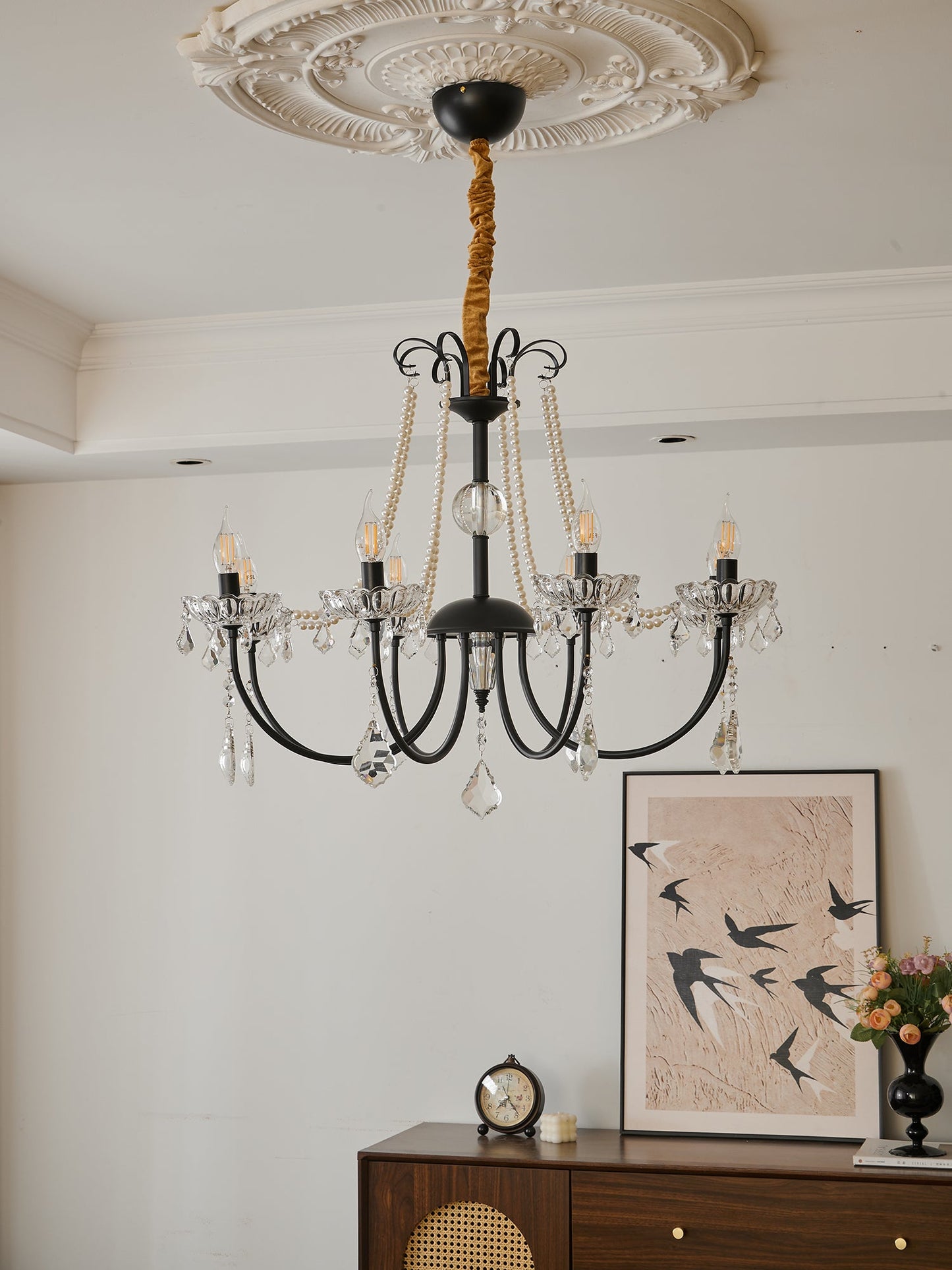 Elegant Regalia Crystal Chandelier - Adjustable Height, Dazzling Spark