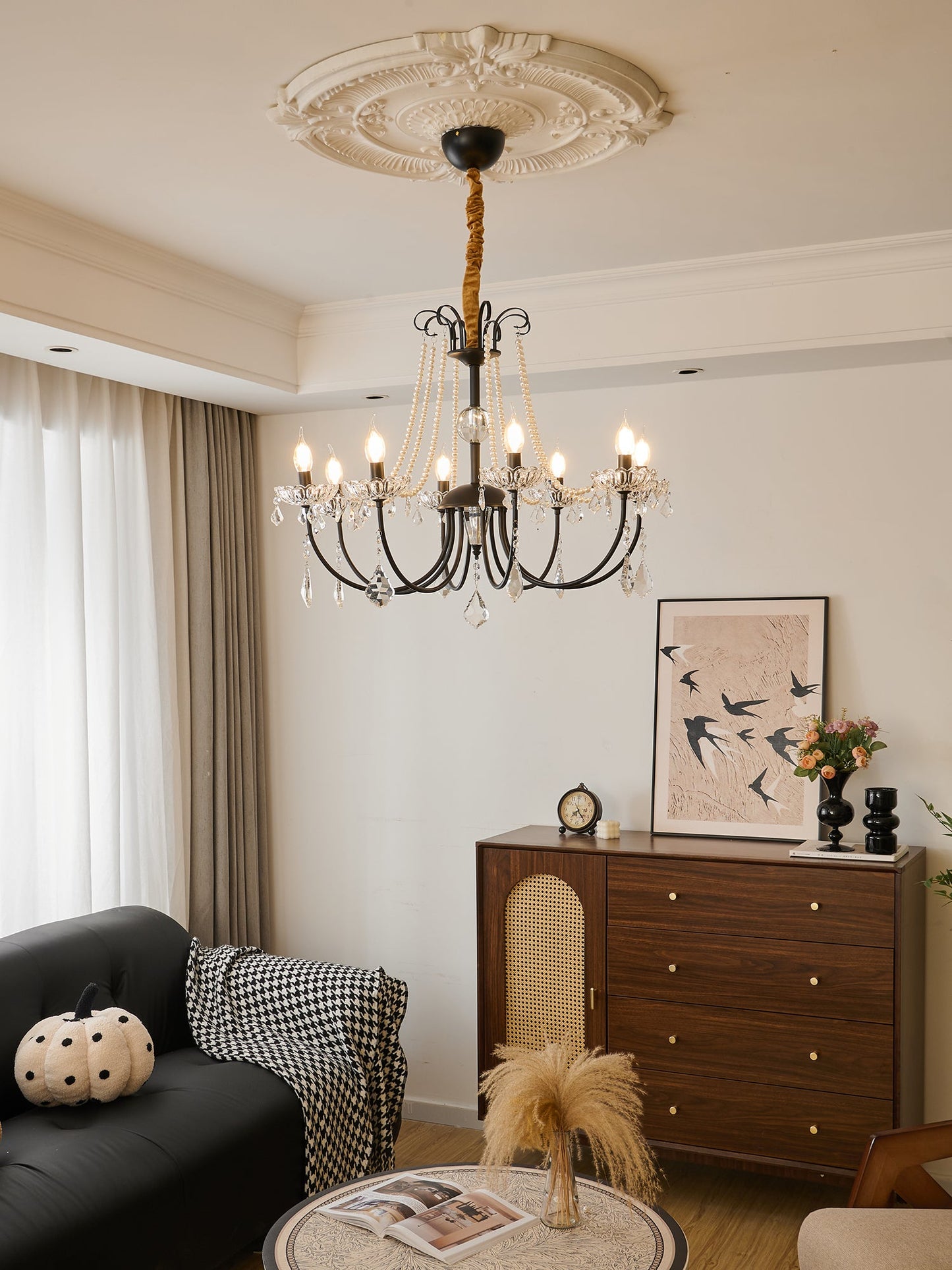 Elegant Regalia Crystal Chandelier - Adjustable Height, Dazzling Spark