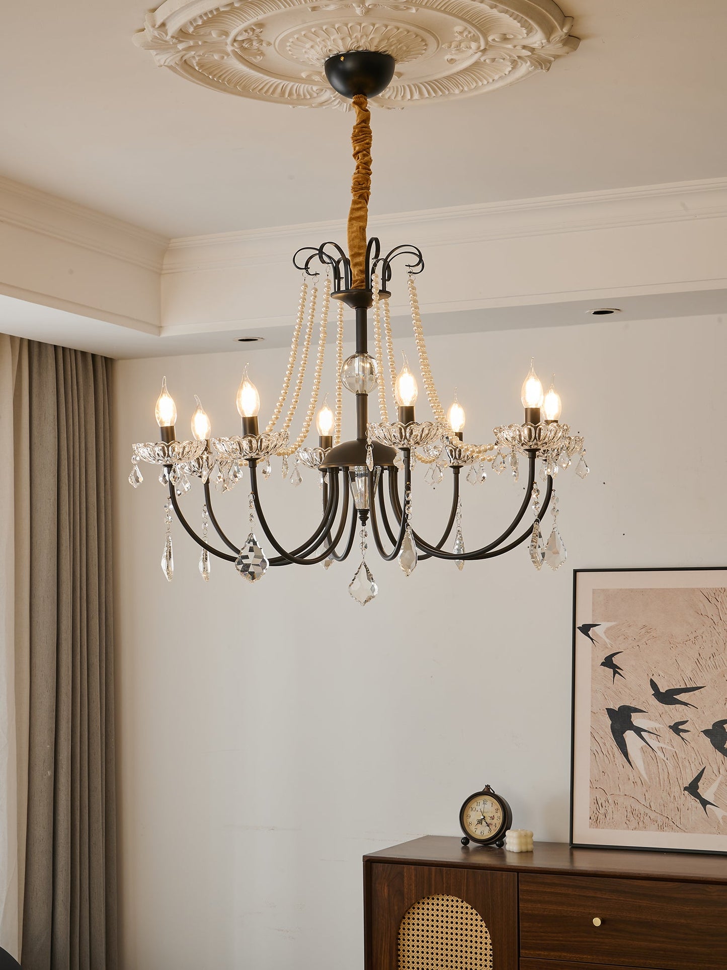 Elegant Regalia Crystal Chandelier - Adjustable Height, Dazzling Spark