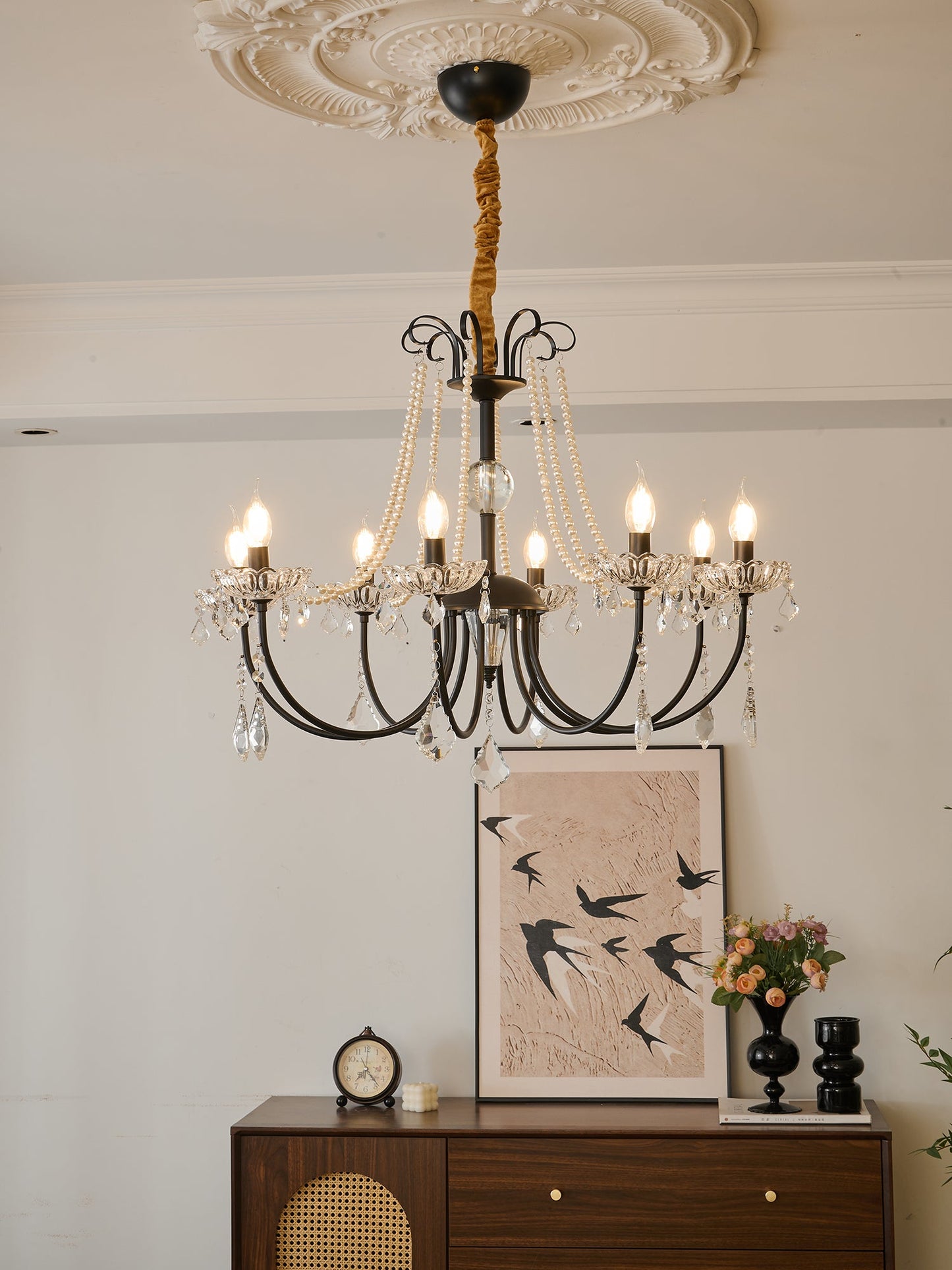 Elegant Regalia Crystal Chandelier - Adjustable Height, Dazzling Spark