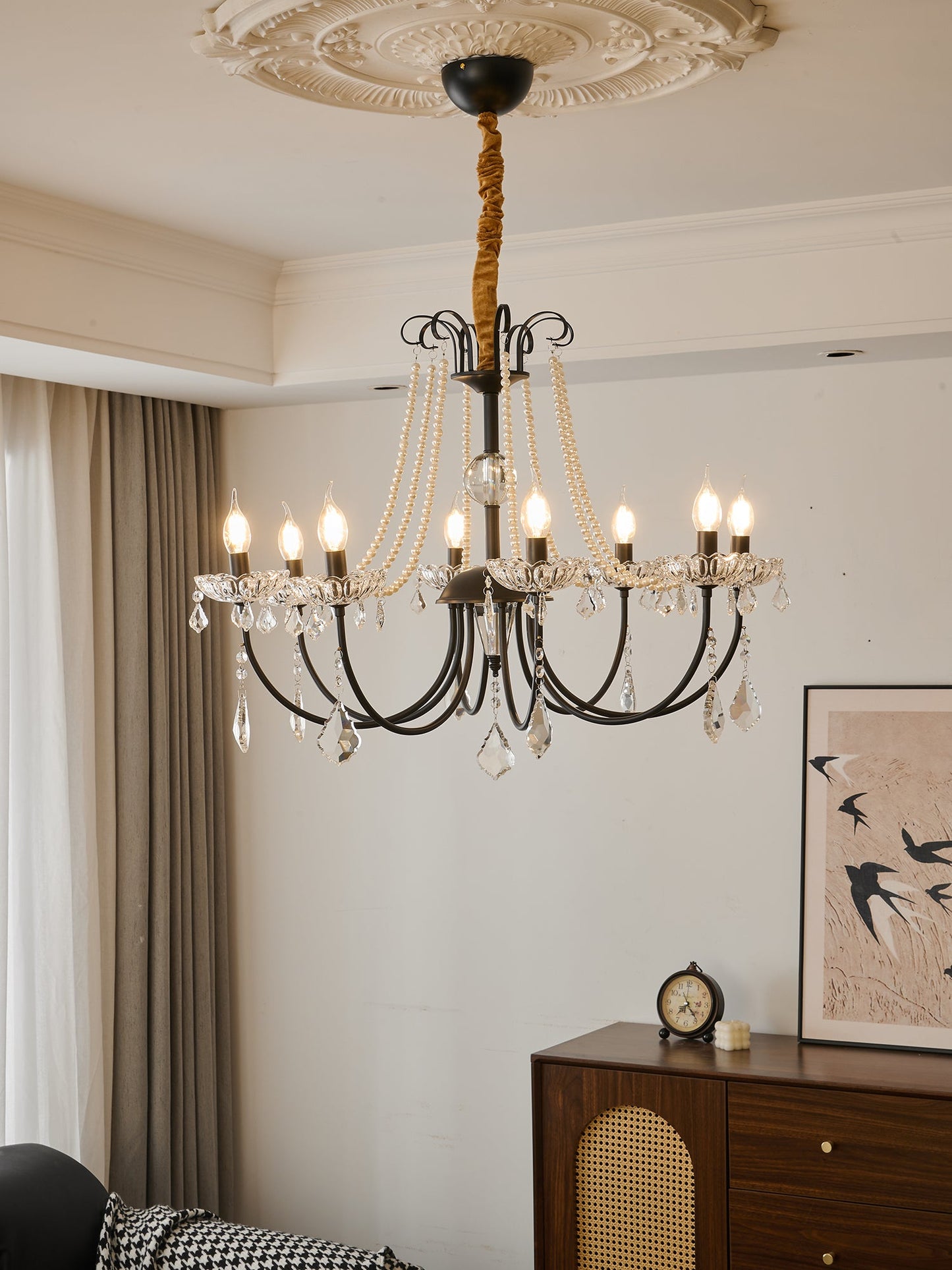 Elegant Regalia Crystal Chandelier - Adjustable Height, Dazzling Spark