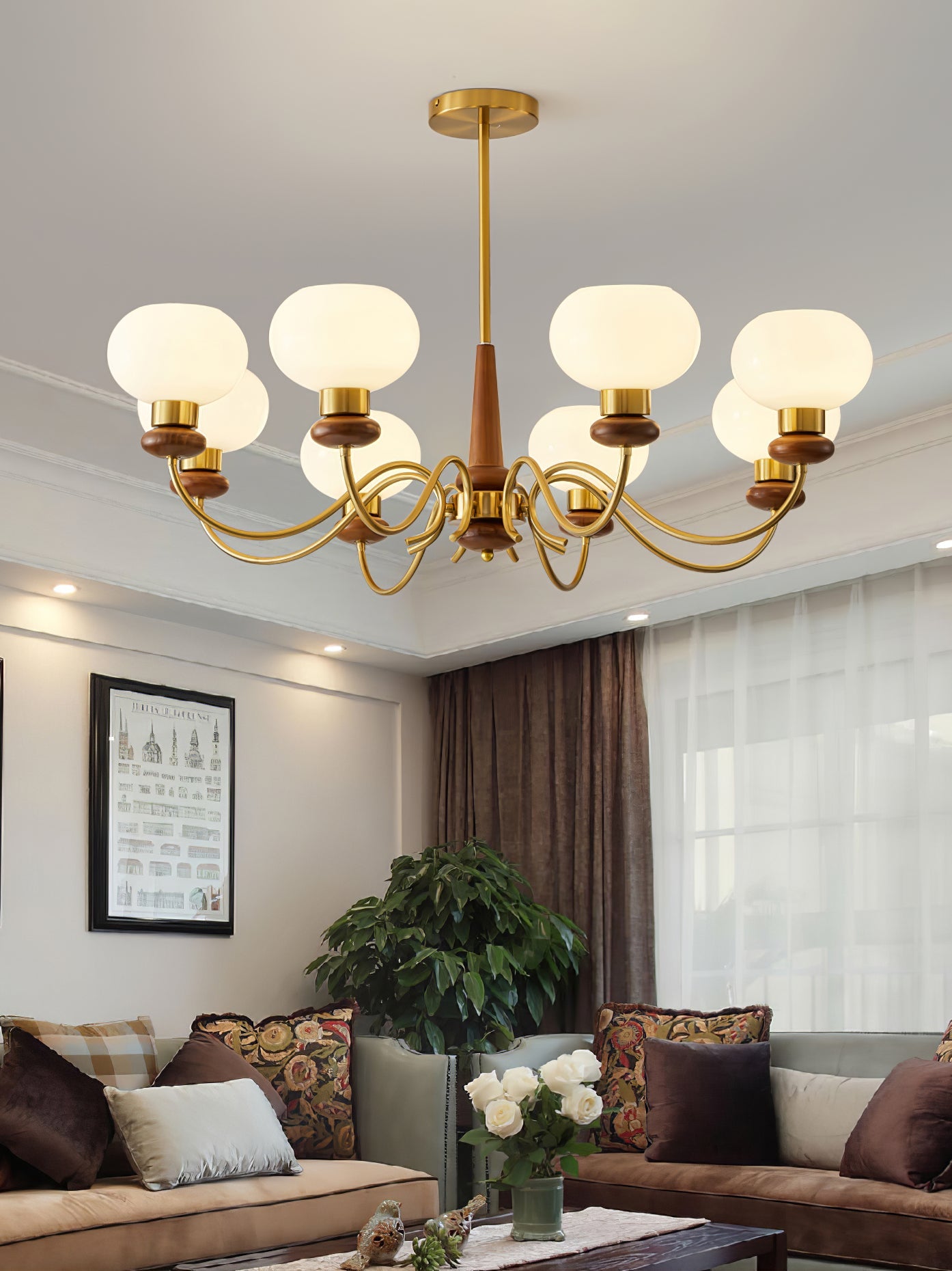 Regency Globe Chandelier - Elegant Design with Adjustable Height & LED