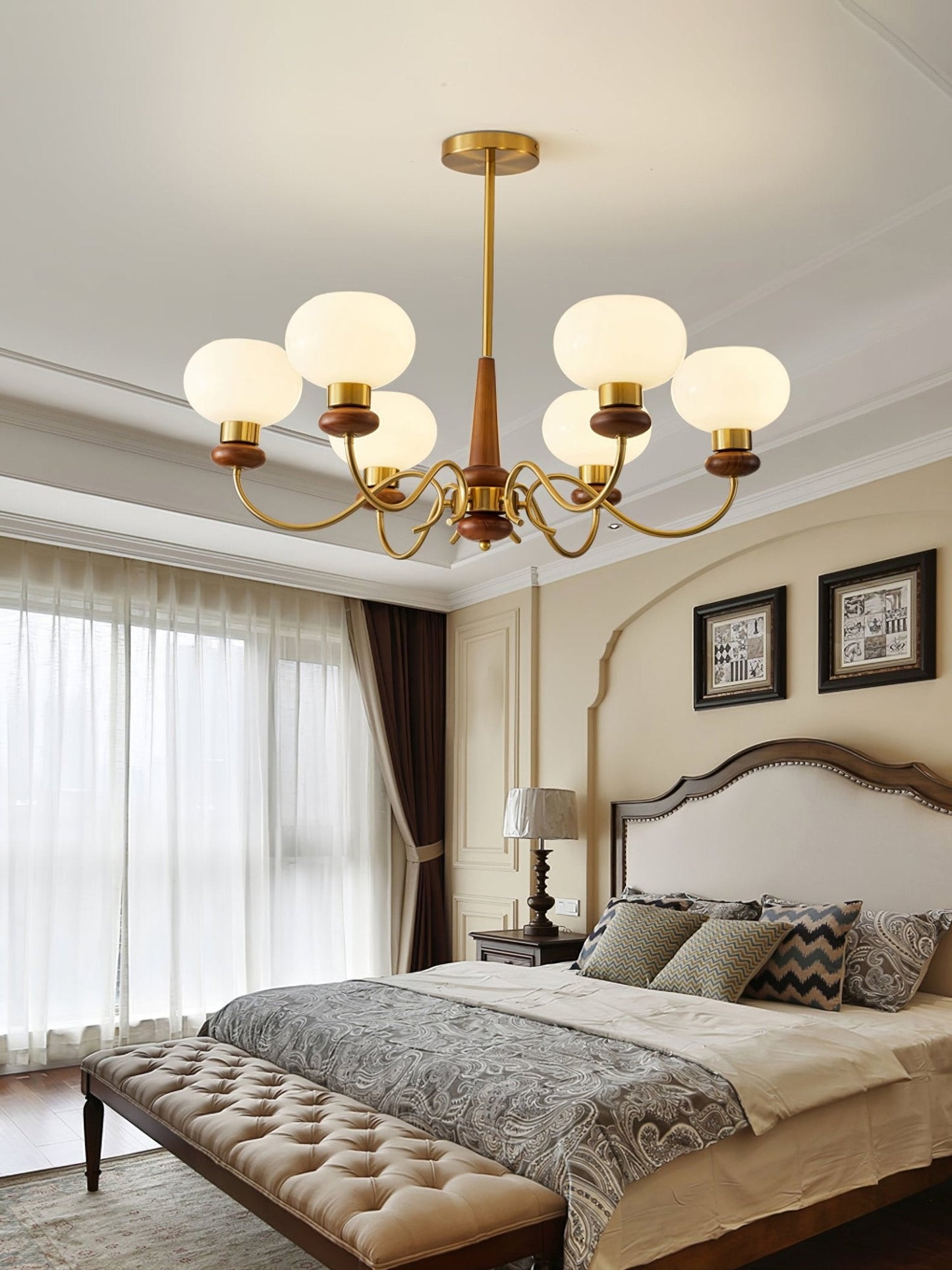 Regency Globe Chandelier - Elegant Design with Adjustable Height & LED