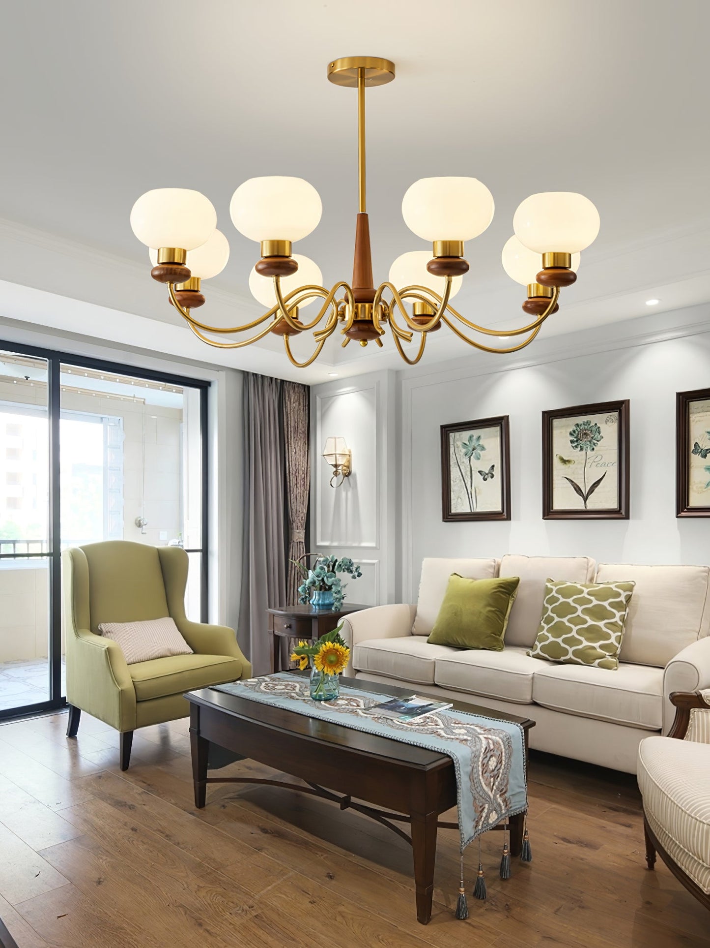 Regency Globe Chandelier - Elegant Design with Adjustable Height & LED