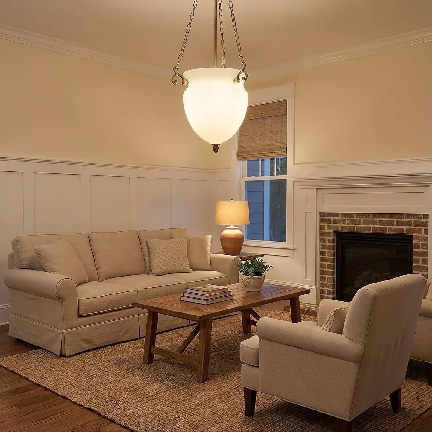 Regents Chain Lantern Chandelier - Adjustable Height, Elegant Design
