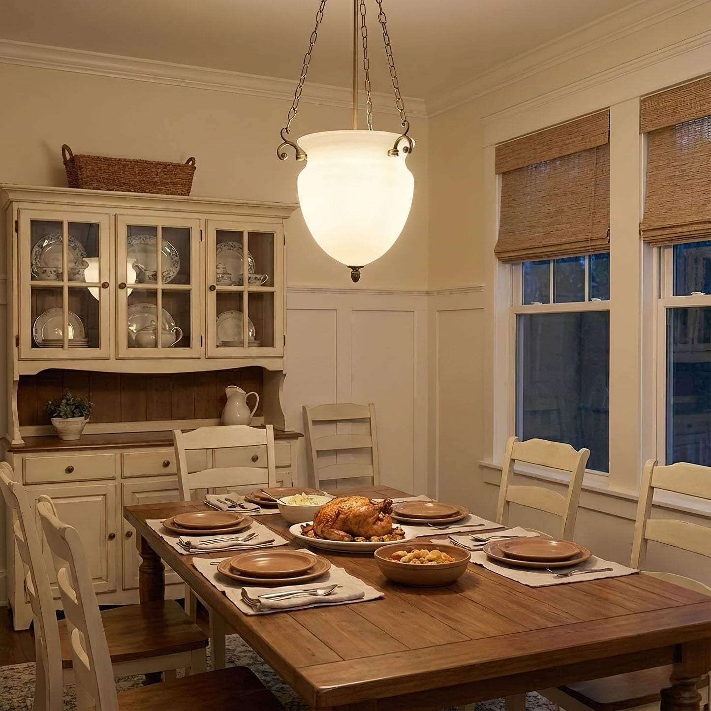 Regents Chain Lantern Chandelier - Adjustable Height, Elegant Design