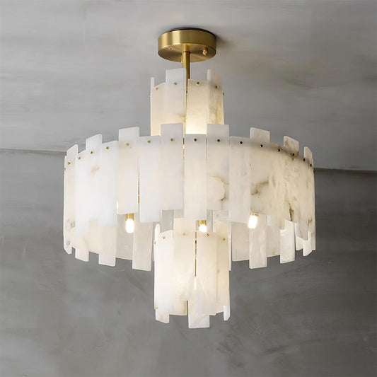 Regina Alabaster Chandelier - Elegant Design with Adjustable Height &