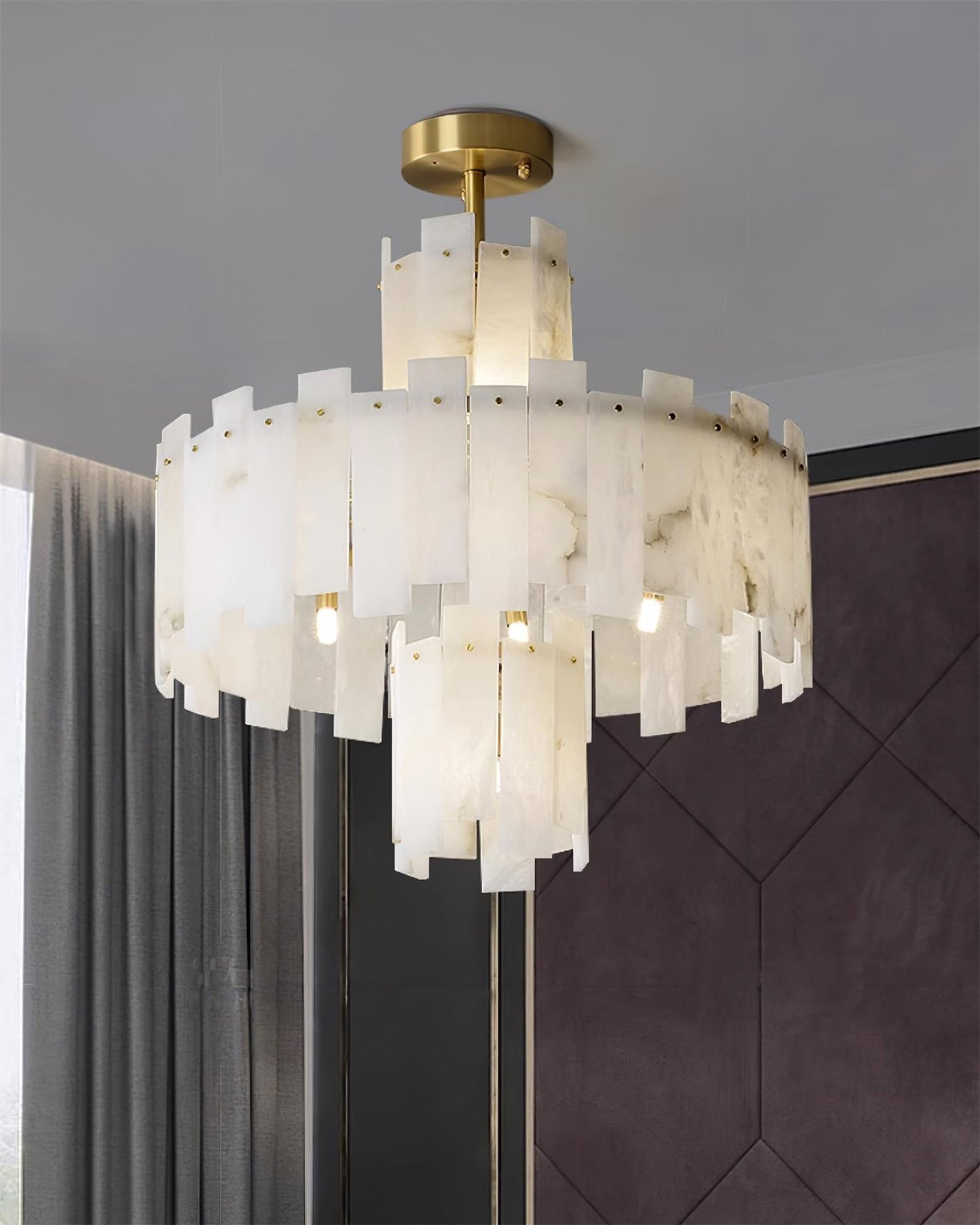 Regina Alabaster Chandelier - Elegant Design with Adjustable Height &