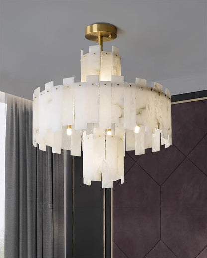 Regina Alabaster Chandelier - Elegant Design with Adjustable Height &