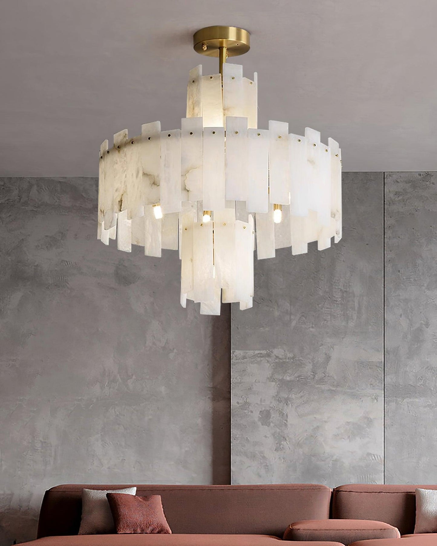 Regina Alabaster Chandelier - Elegant Design with Adjustable Height &