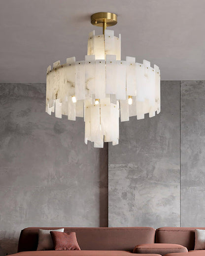 Regina Alabaster Chandelier - Elegant Design with Adjustable Height &