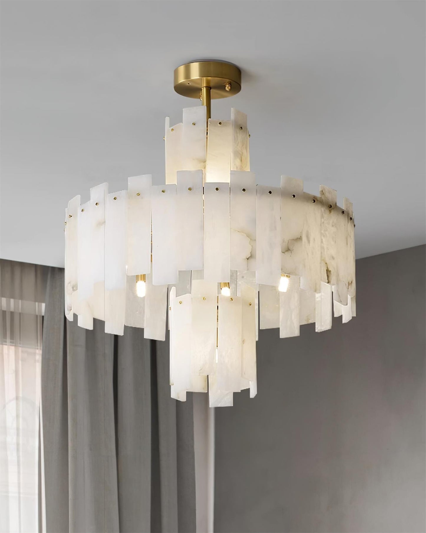 Regina Alabaster Chandelier - Elegant Design with Adjustable Height &