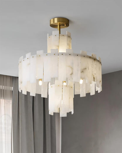 Regina Alabaster Chandelier - Elegant Design with Adjustable Height &