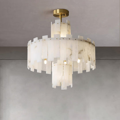 Regina Alabaster Chandelier - Elegant Design with Adjustable Height &