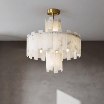 Regina Alabaster Chandelier - Elegant Design with Adjustable Height &