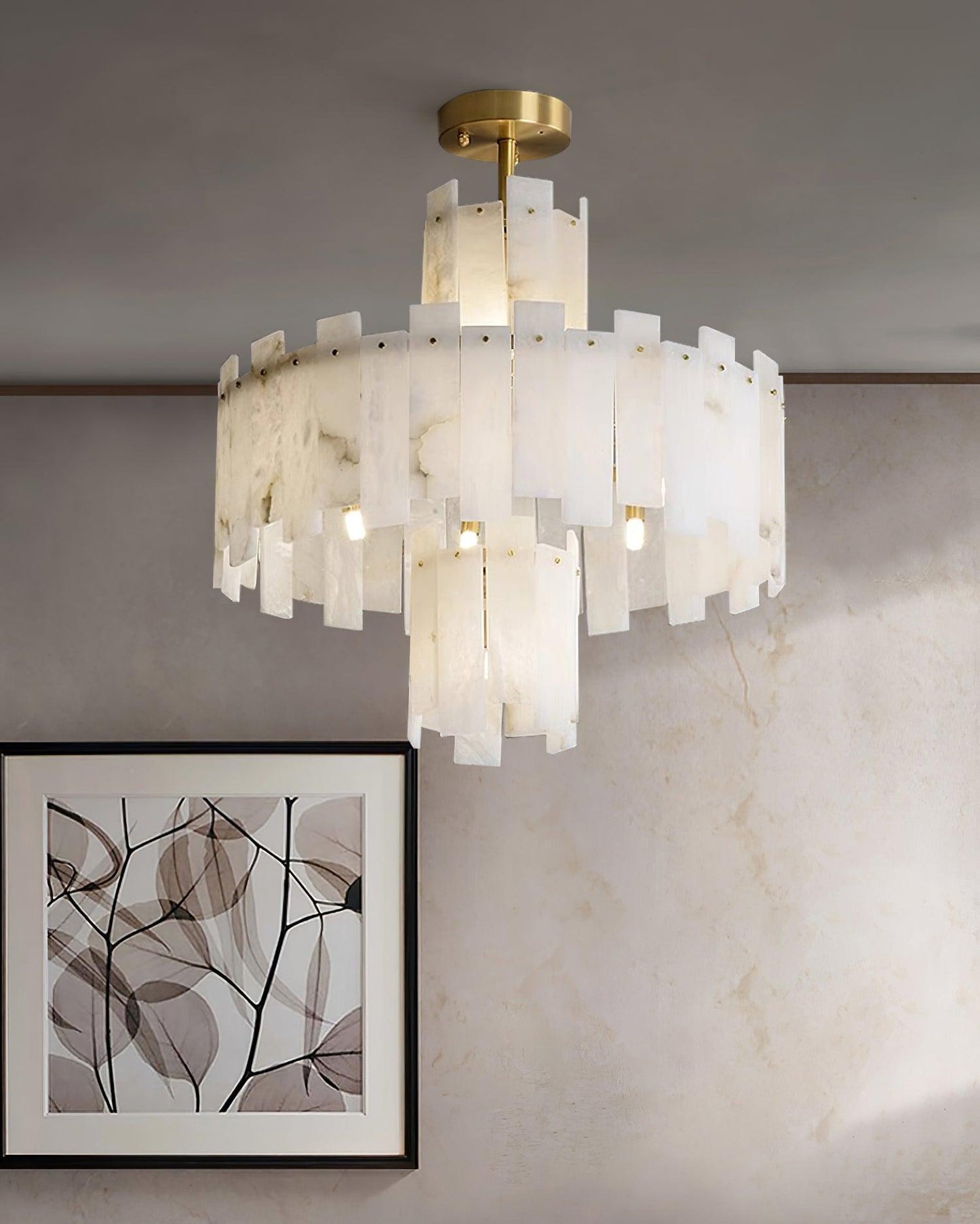 Regina Alabaster Chandelier - Elegant Design with Adjustable Height &