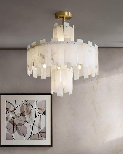Regina Alabaster Chandelier - Elegant Design with Adjustable Height &