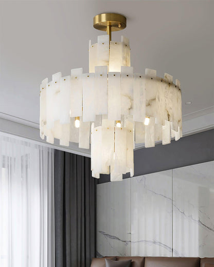 Regina Alabaster Chandelier - Elegant Design with Adjustable Height &
