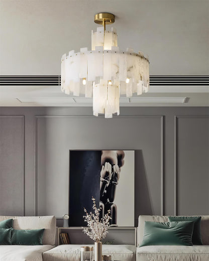 Regina Alabaster Chandelier - Elegant Design with Adjustable Height &